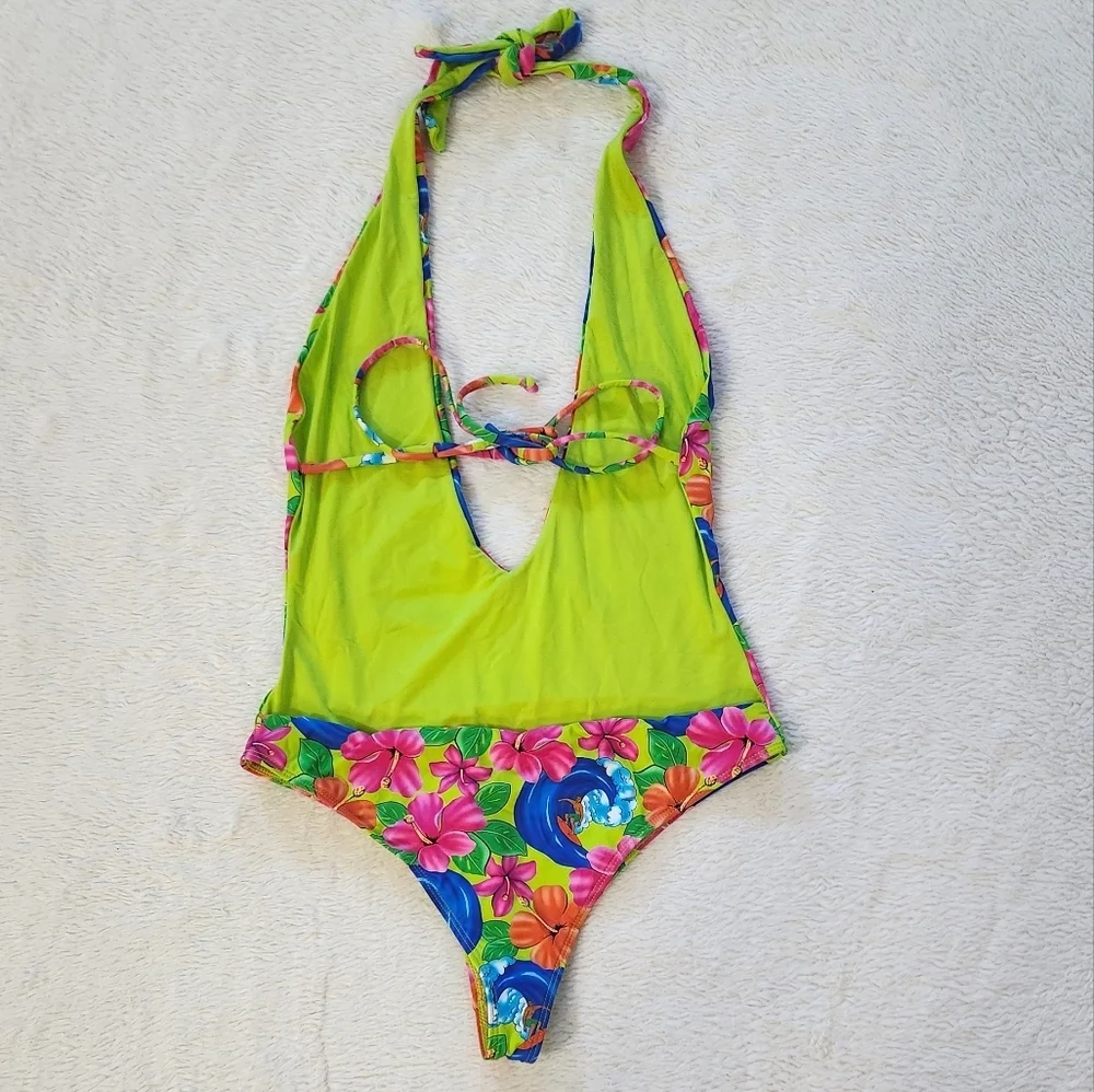 New!Frankie's Bikinis Paulina One‎ Piece in Neon Surfer